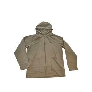 Pact mens full zip jacket army green hoodie large chore minimalist neutral